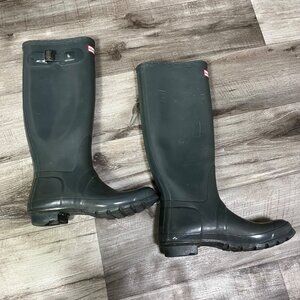 Hunter Original Gloss Tall Rain Boots Graphite Grey Women’s Size 7